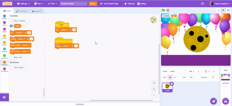 Animate the cookie click gif