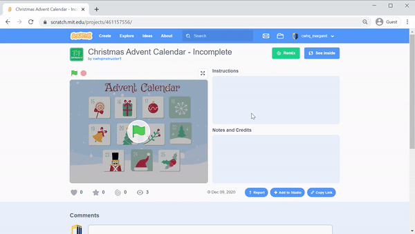 Step 1 scratch holiday calendar
