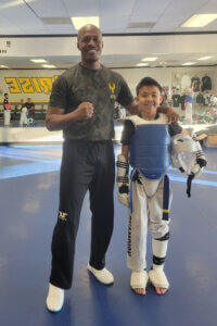 Nico is a blue belt in Taekwondo