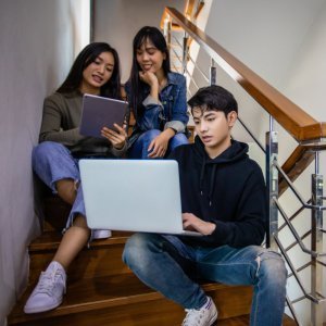 teens working together on a team