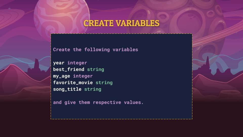 Python variables activity slide