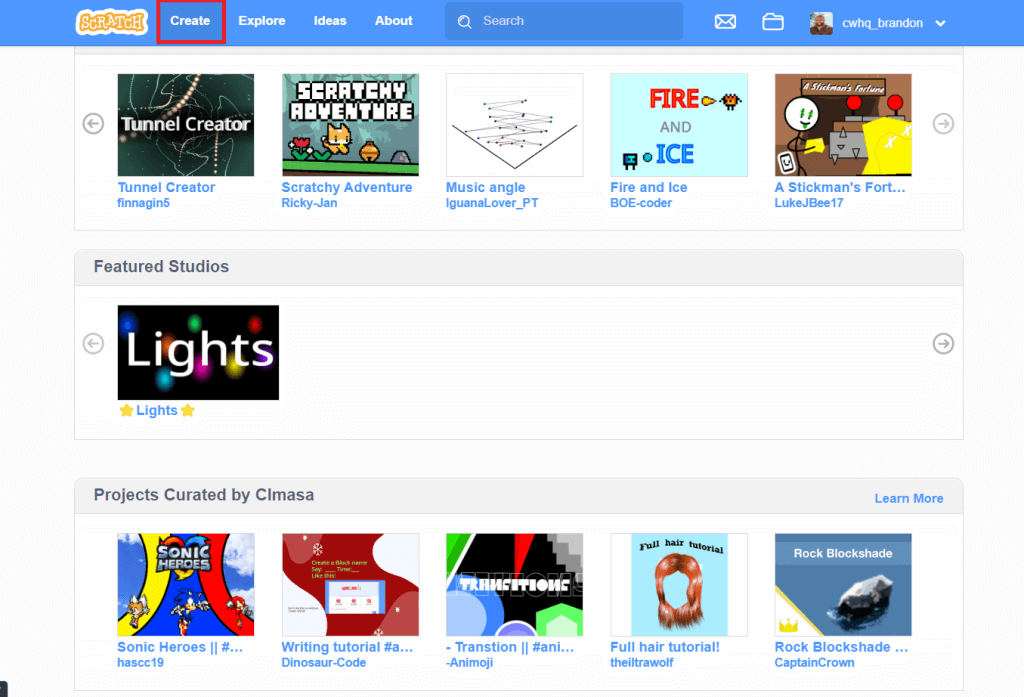 scratch animation step 2 create project