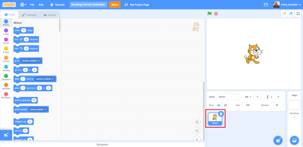 scratch animation step 4 delete cat sprite