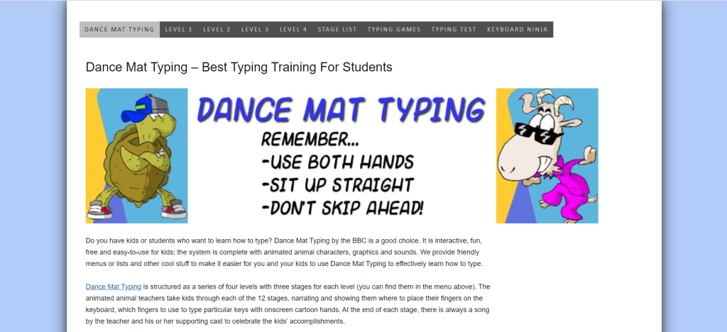 Dance mat typing app